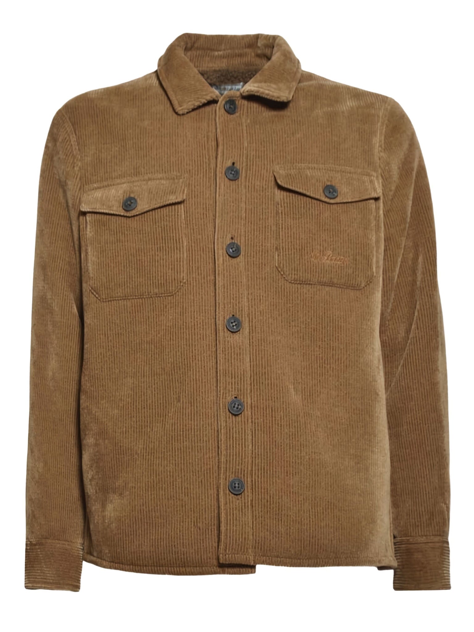 Camicia con Tasche in Velluto a Coste / Beige