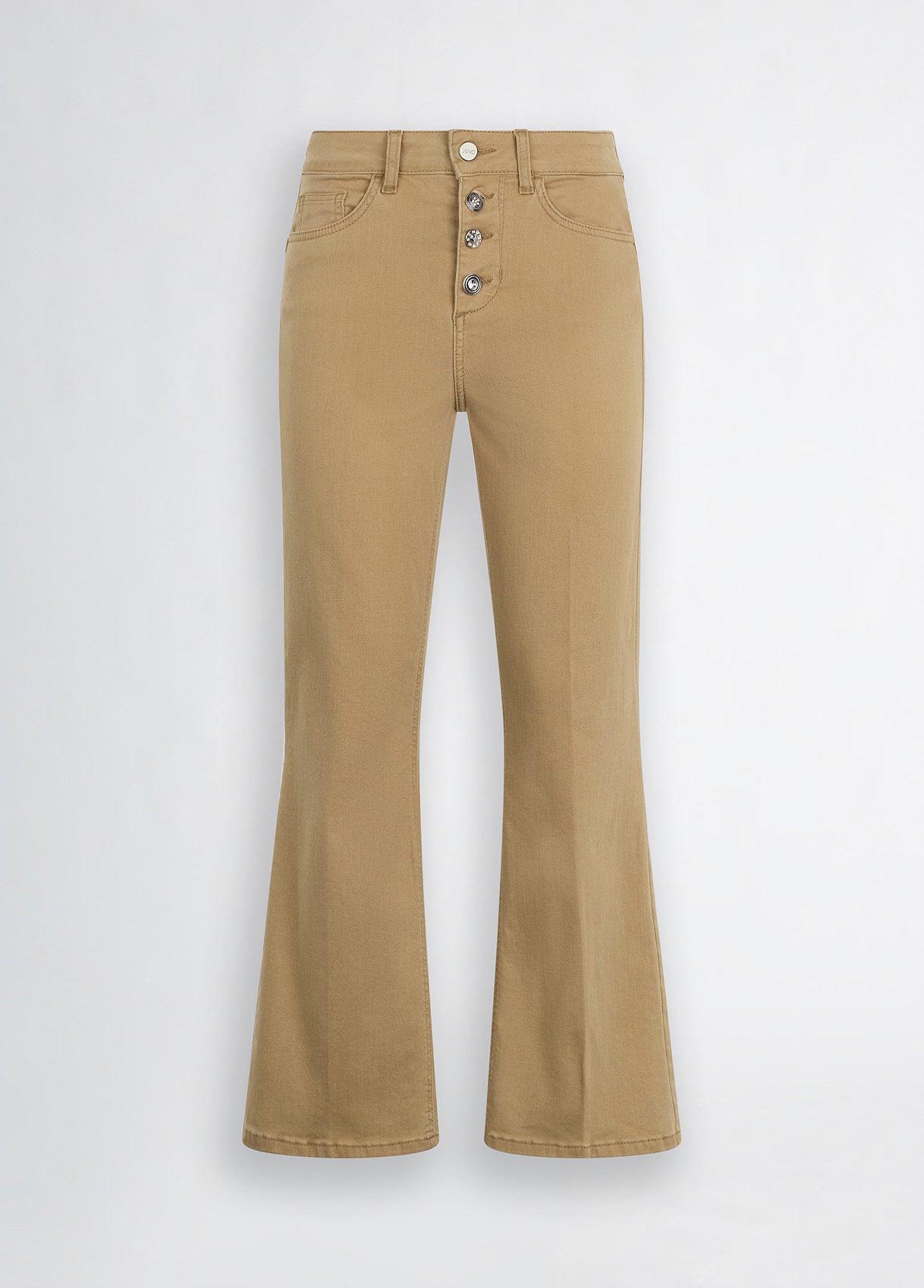 Pantalone Bootcut a Vita Alta / Beige - Ideal Moda