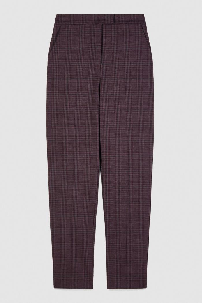 Pantalone con Fantasia Check / Bordeaux - Ideal Moda