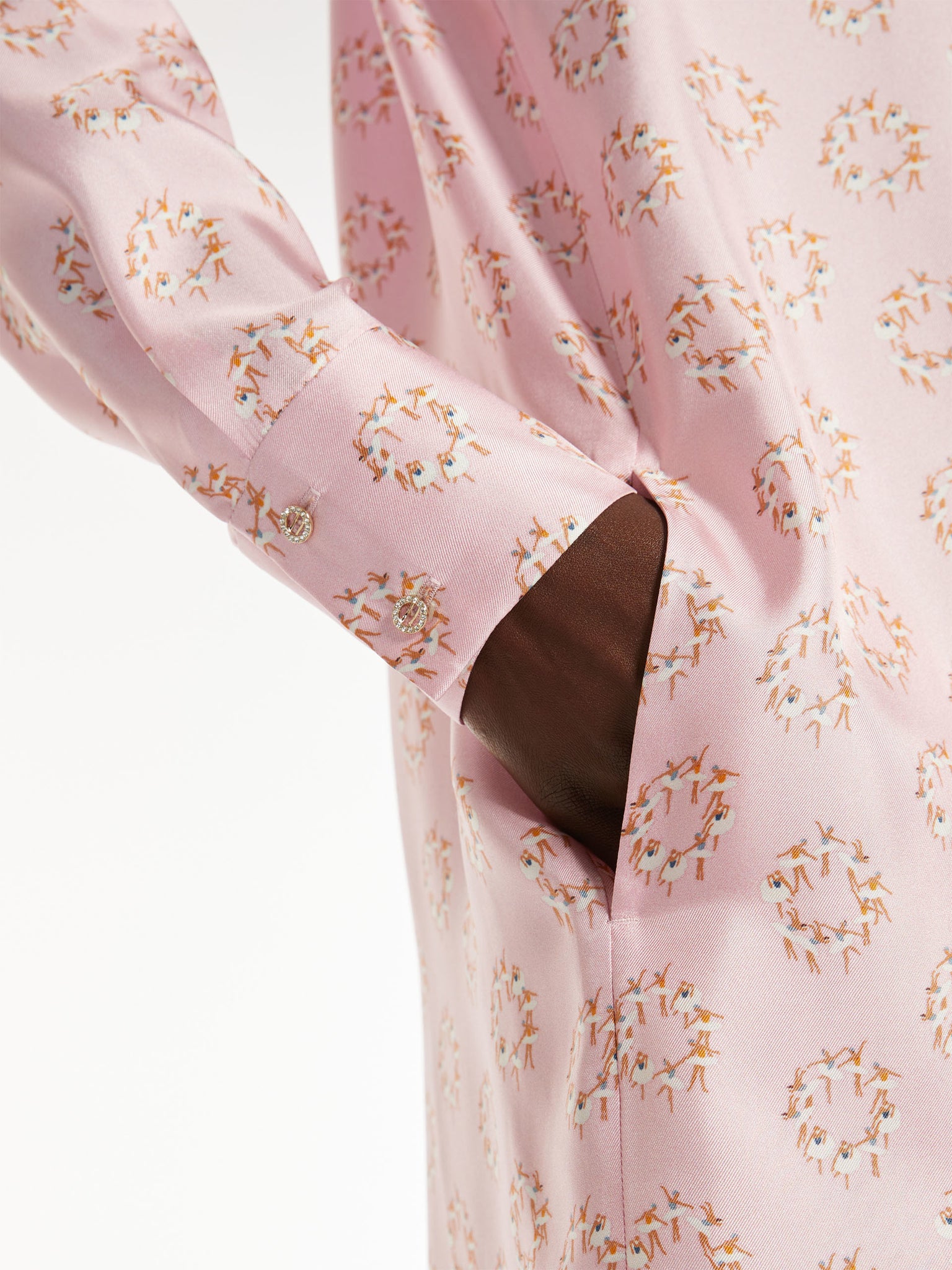 Abito in Twill di Seta Stampata / Rosa - Ideal Moda