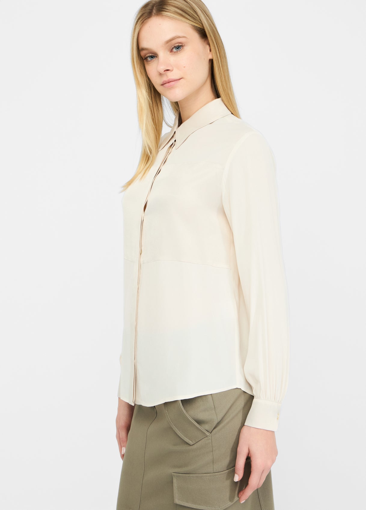 Camicia in Crepe de Chine / Beige