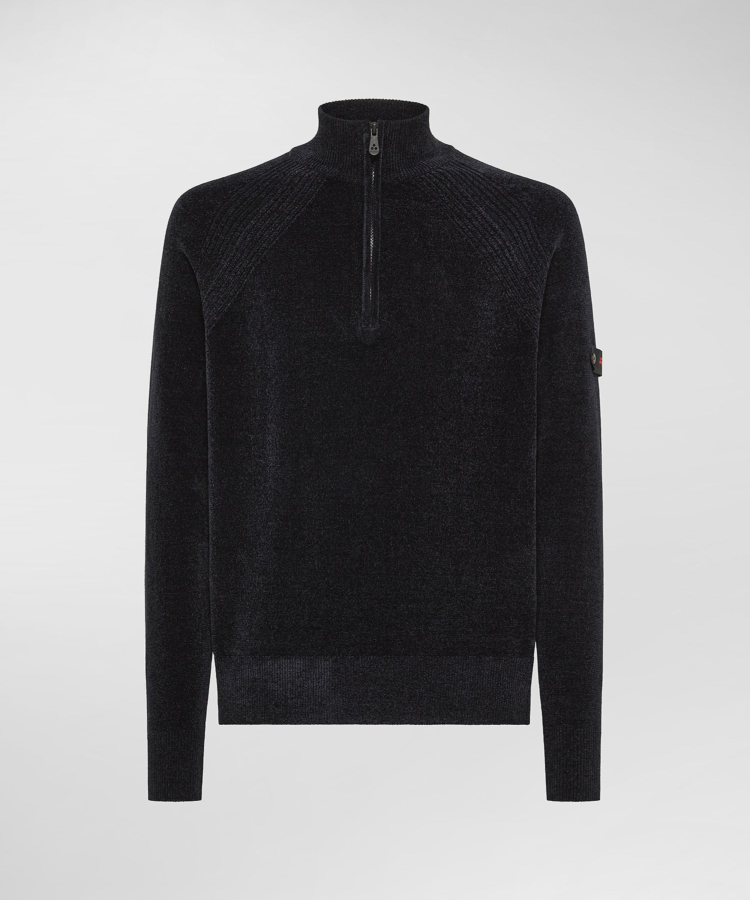 Maglia Mezza Zip in Ciniglia Rasata / Blu