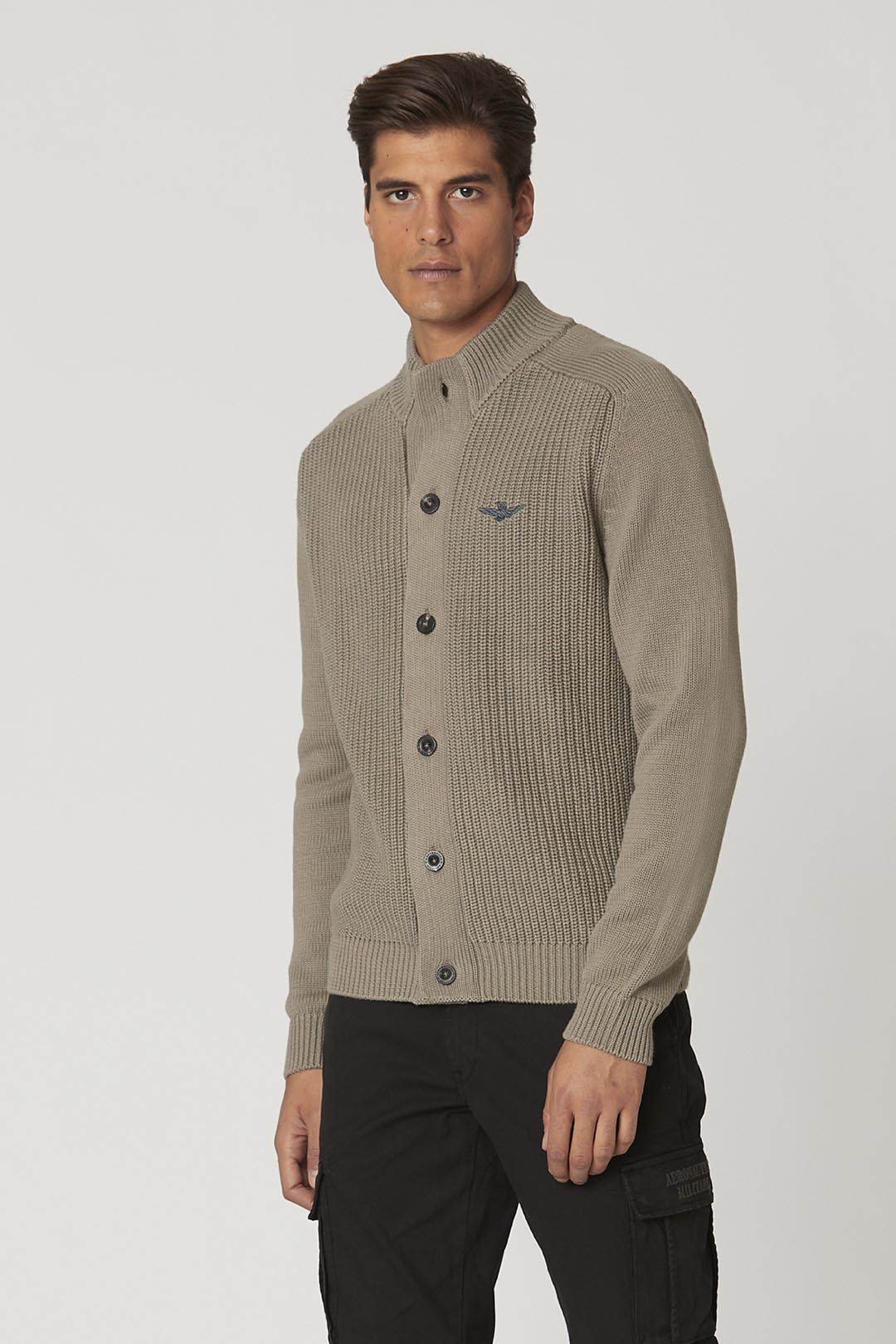 Maglia Costa Inglese con Bottoni / Beige - Ideal Moda