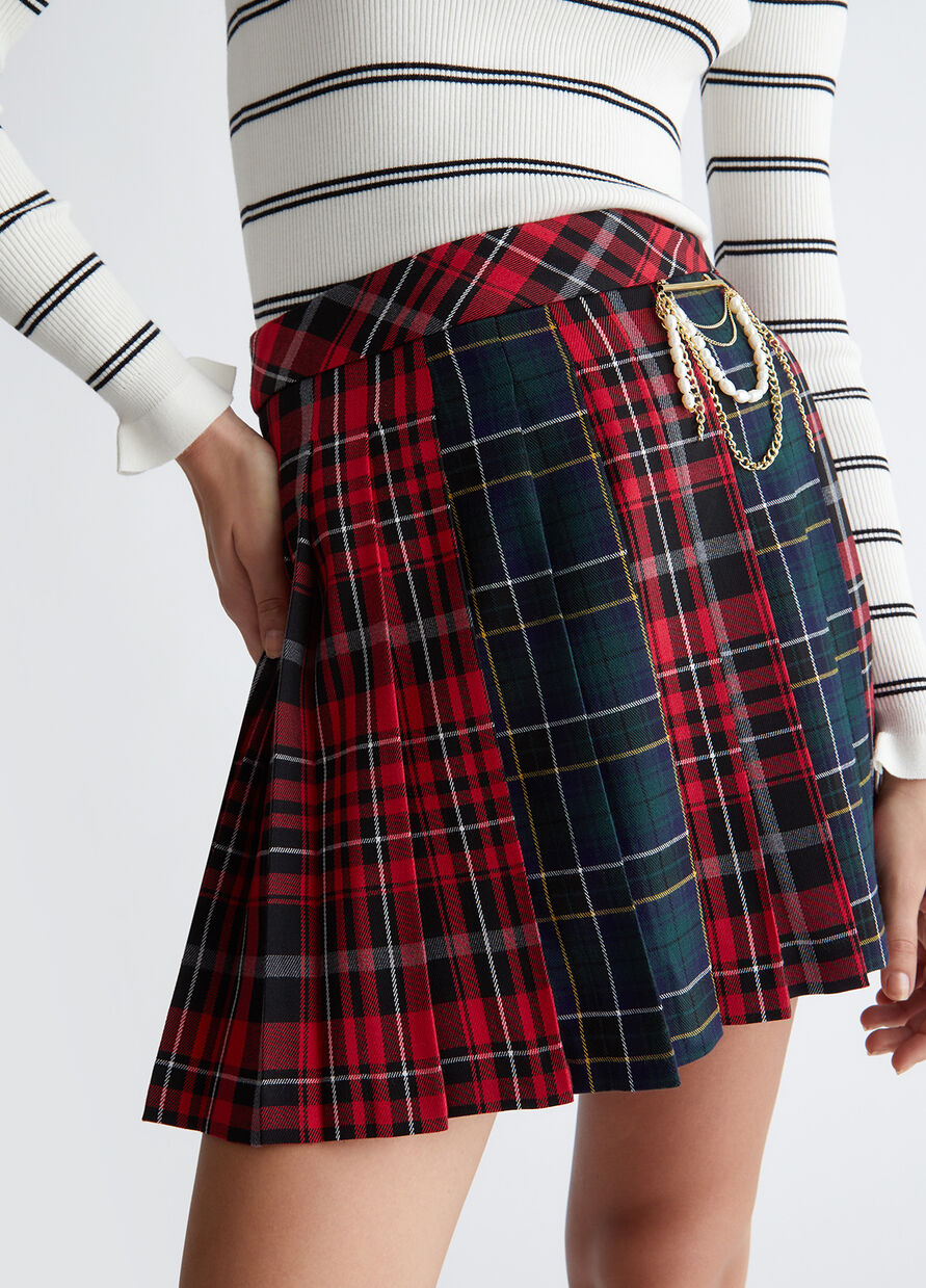 Minigonna Plissè Tartan / Rosso - Ideal Moda
