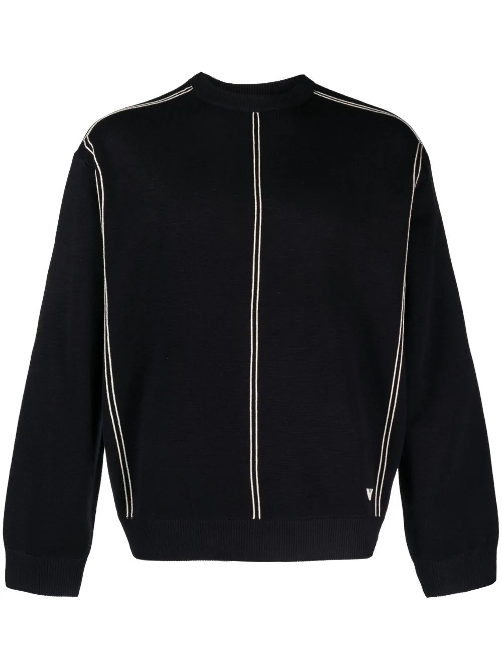 Maglia in Misto Lana con Righe Jacquard / Blu - Ideal Moda