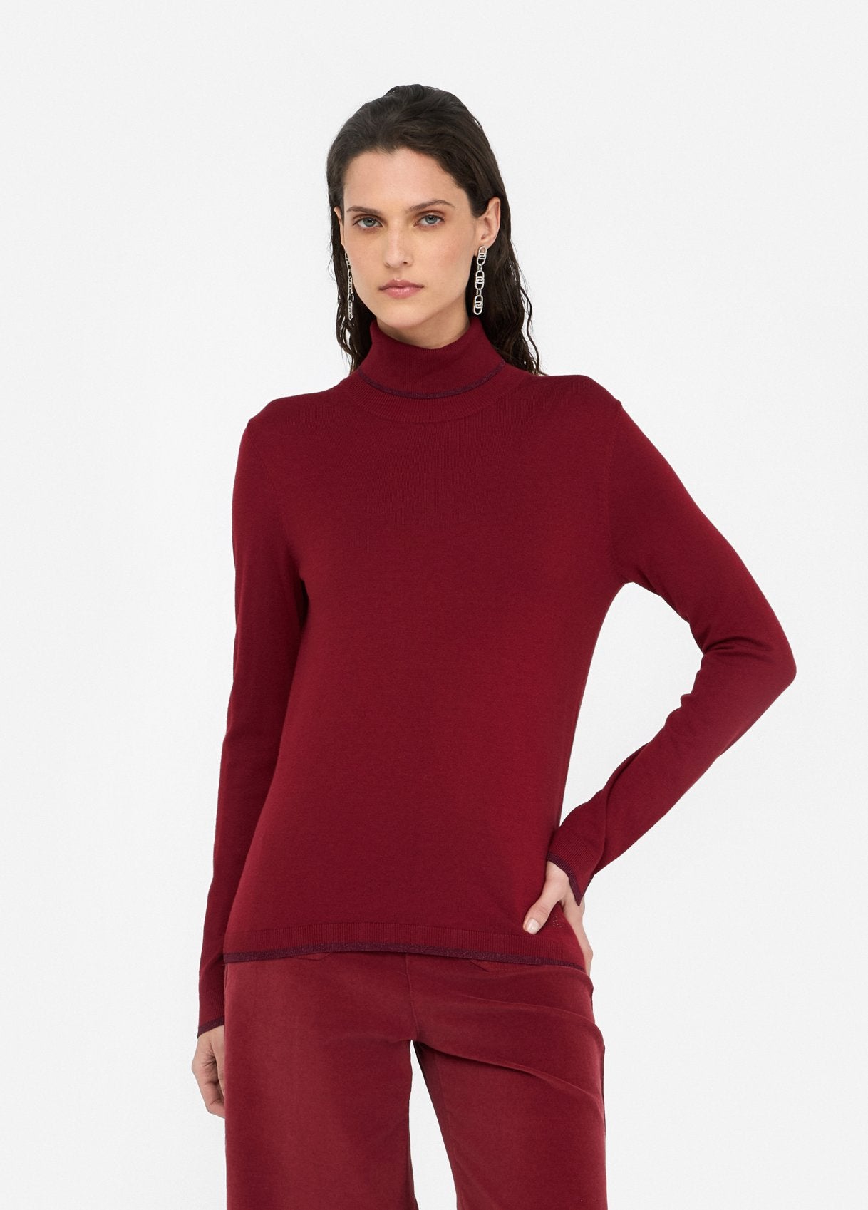 Dolcevita con Dettagli in Lurex / Bordeaux