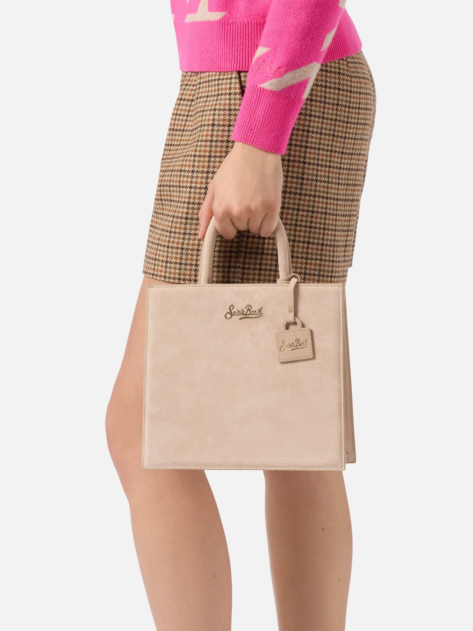 Borsa a Mano Midi in Pelle / Beige