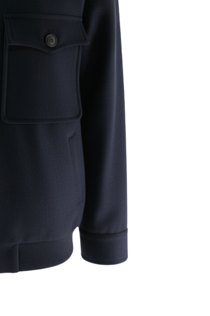 Giacca in Misto Lana con Chiusura Zip / Blu