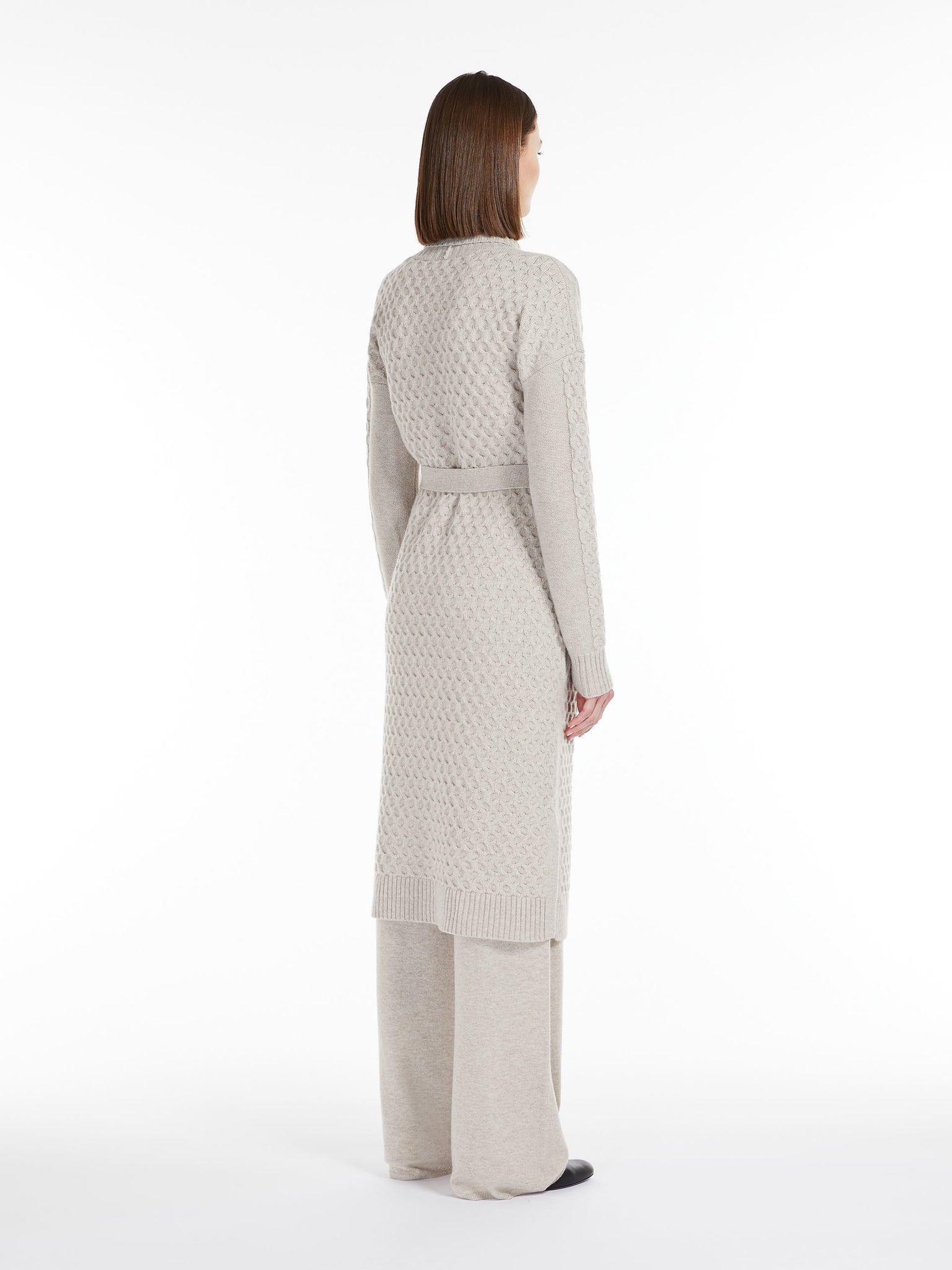 Maxi Cardigan in Lana e Cachemire / Beige - Ideal Moda