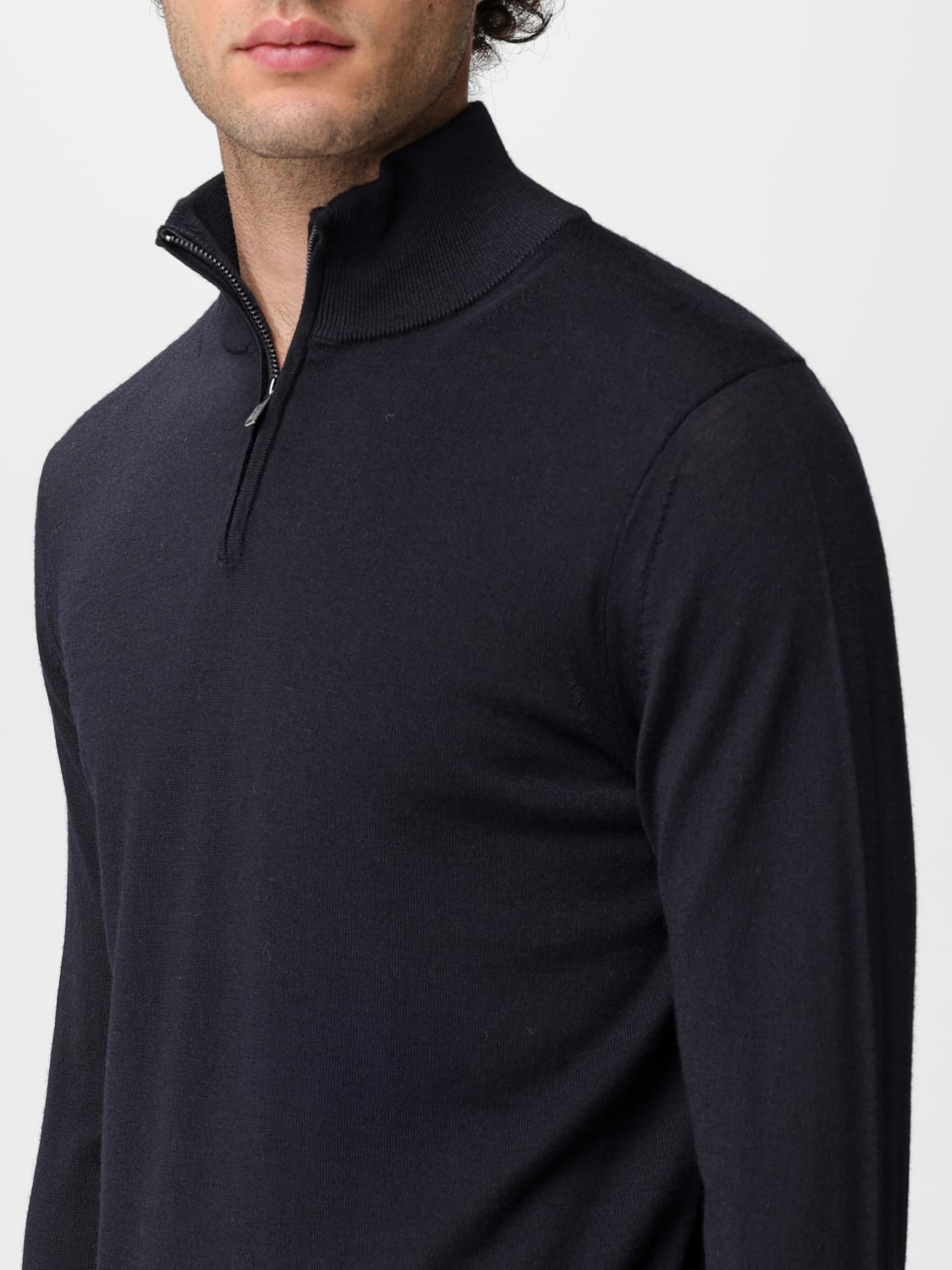Maglia in Lana con Mezza Zip / Blu - Ideal Moda