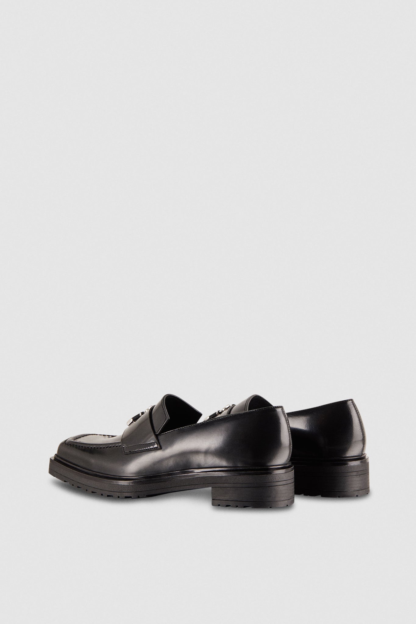 Mocassini con Punta Quadrata in Pelle / Nero - Ideal Moda