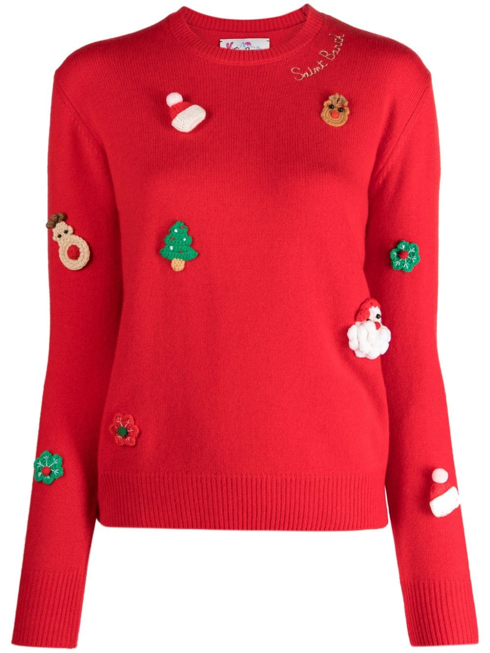 Maglia con Intarsio e Logo Ricamato / Rosso - Ideal Moda