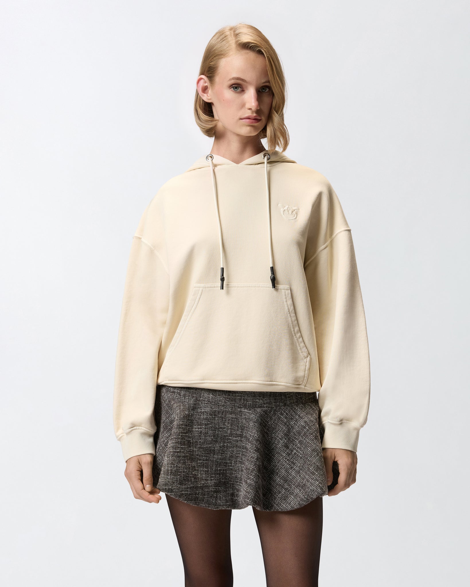 Felpa con Cappuccio / Beige - Ideal Moda