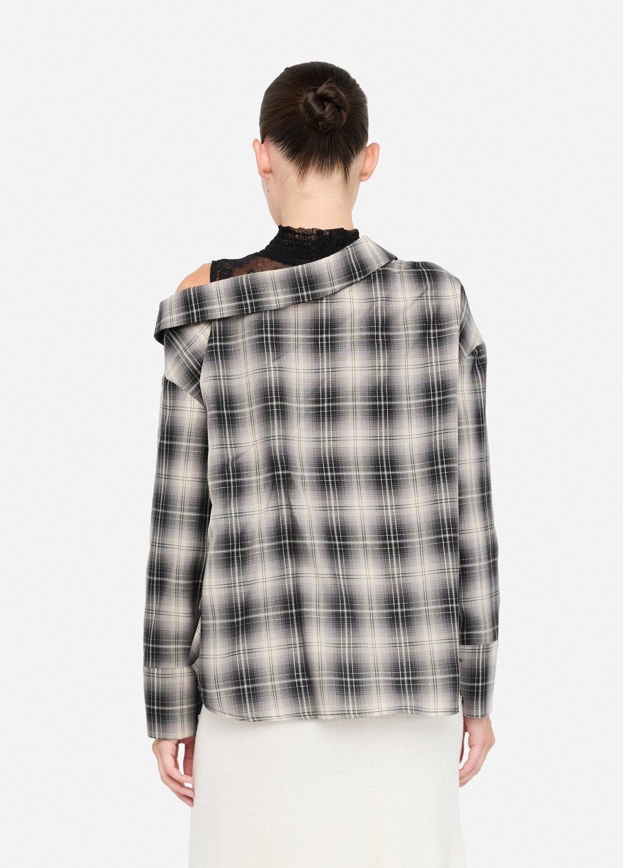 Camicia a Quadri con Pizzo / Nero