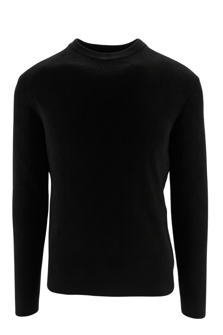 Maglia con Tramatura in Tencel e Merino / Nero