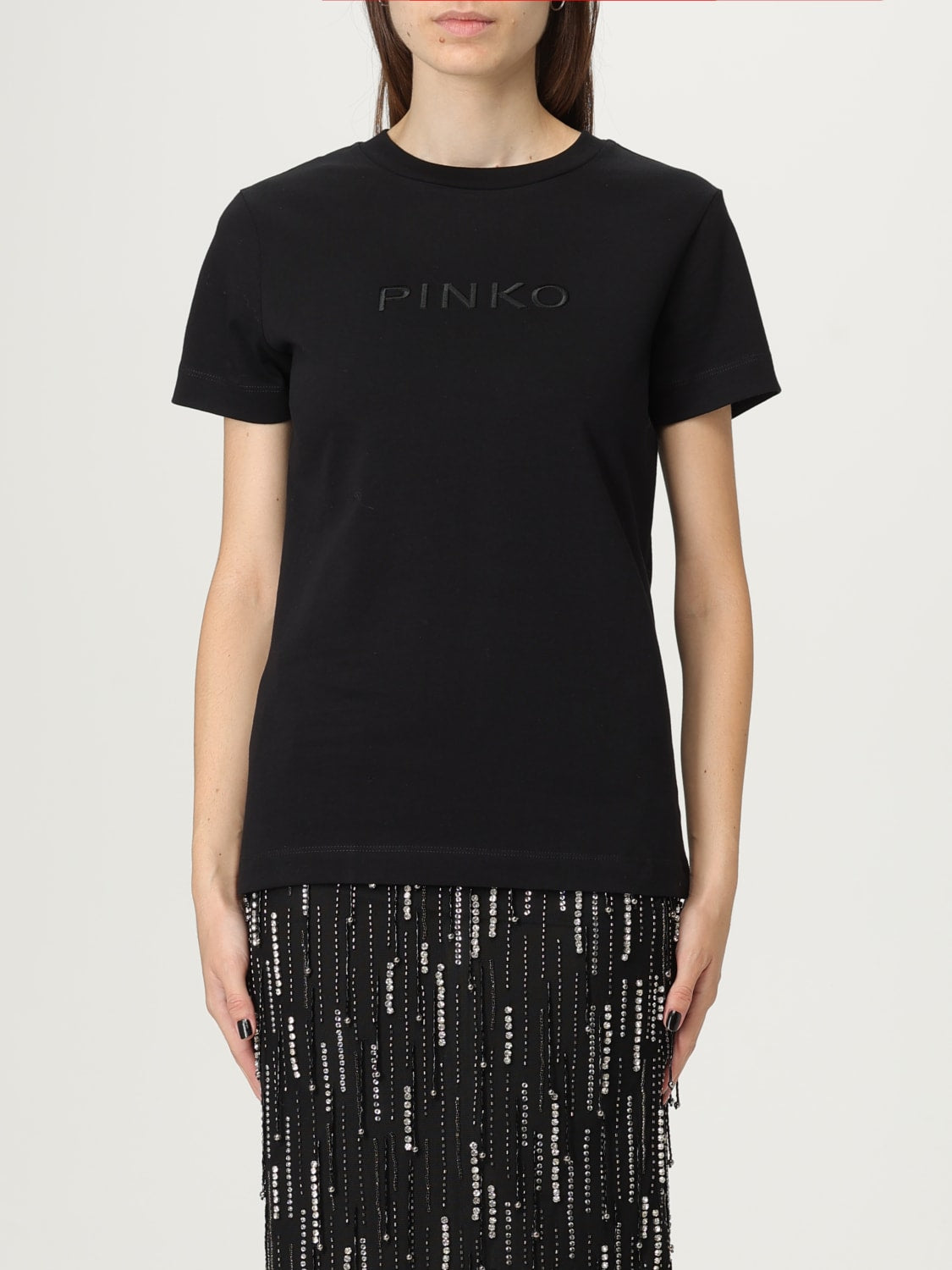T-Shirt Mezze Maniche con Ricamo / Nero - Ideal Moda