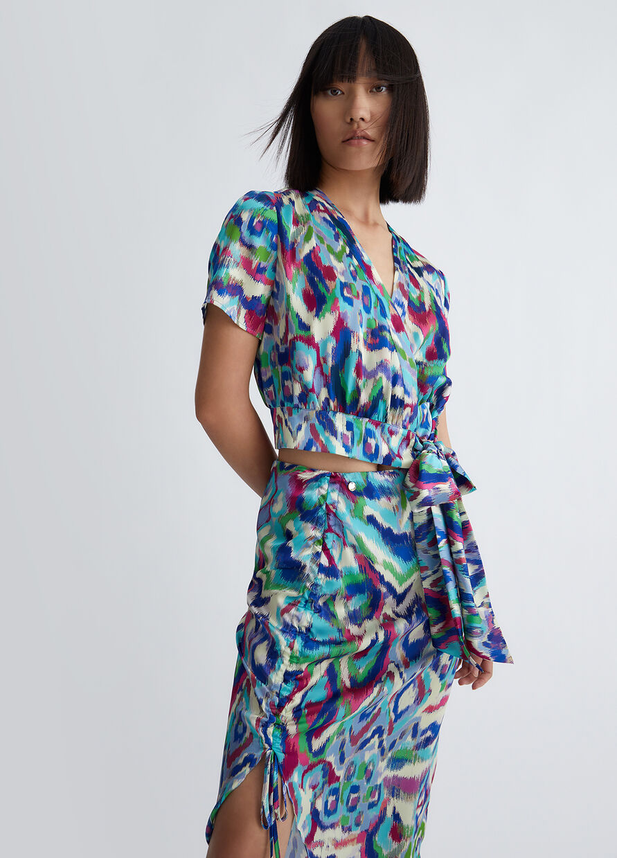 Top in Raso con Fiocco / Bluette - Ideal Moda