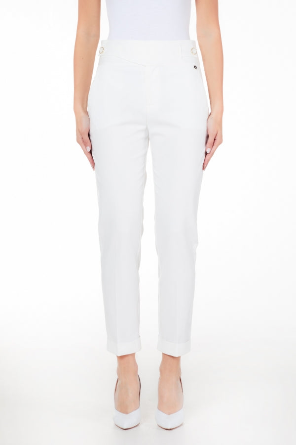 Pantalone a Sigaretta Slim Fit / Bianco - Ideal Moda