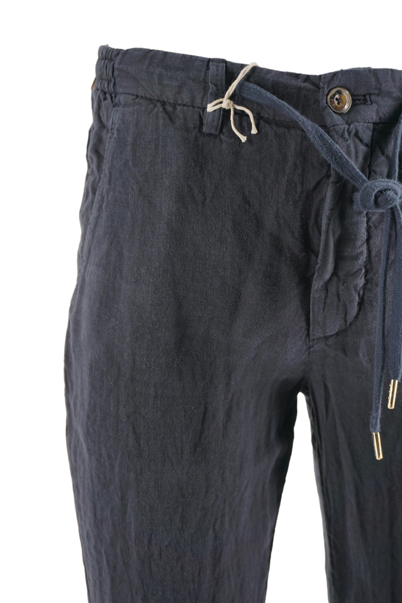 Pantalone in Lino con Coulisse in Vita / Blu - Ideal Moda