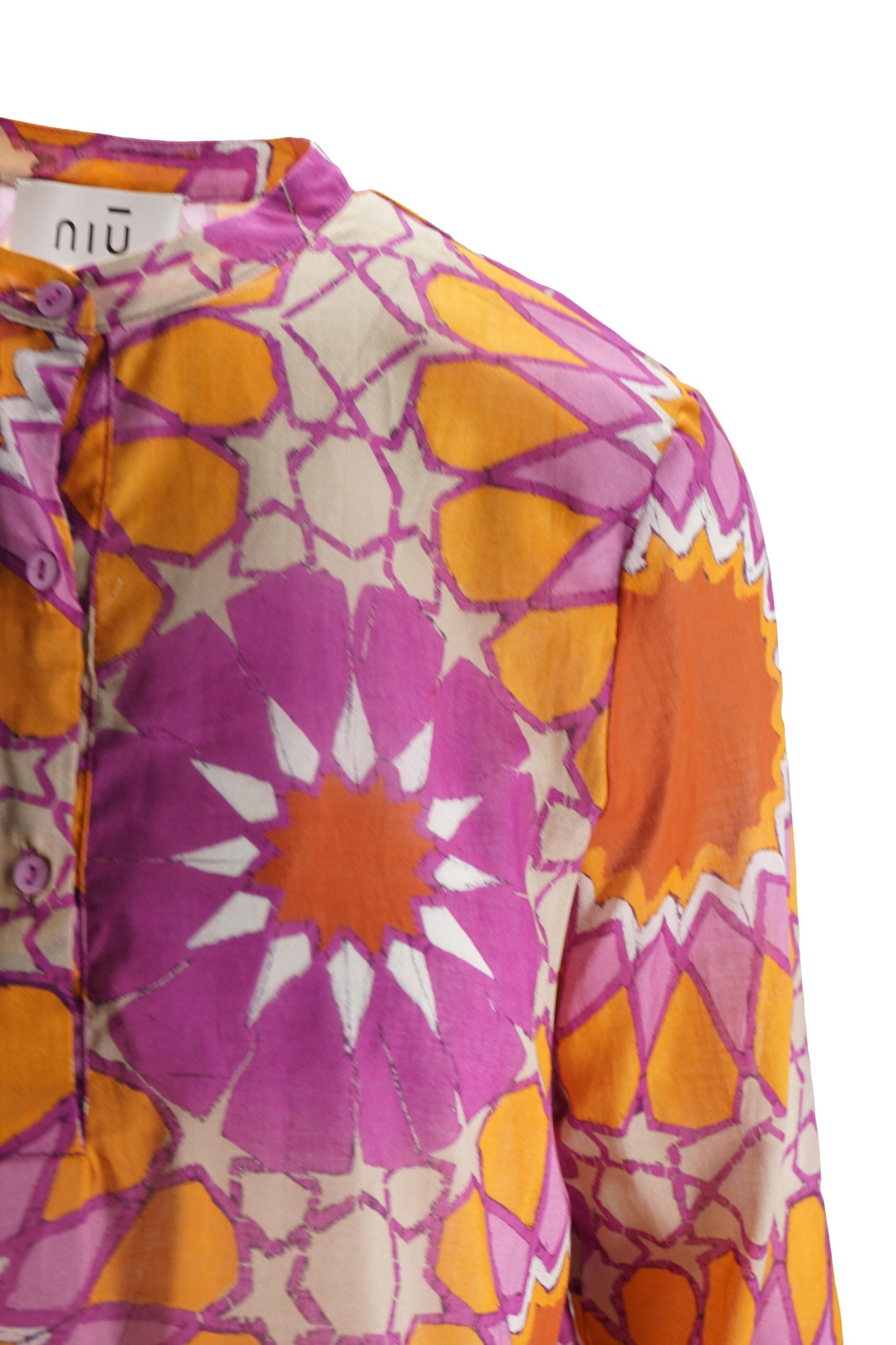 Camicia Coreana con Fantasia / Arancione - Ideal Moda