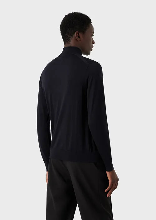 Maglia Fullzip in 100% Lana / Nero - Ideal Moda