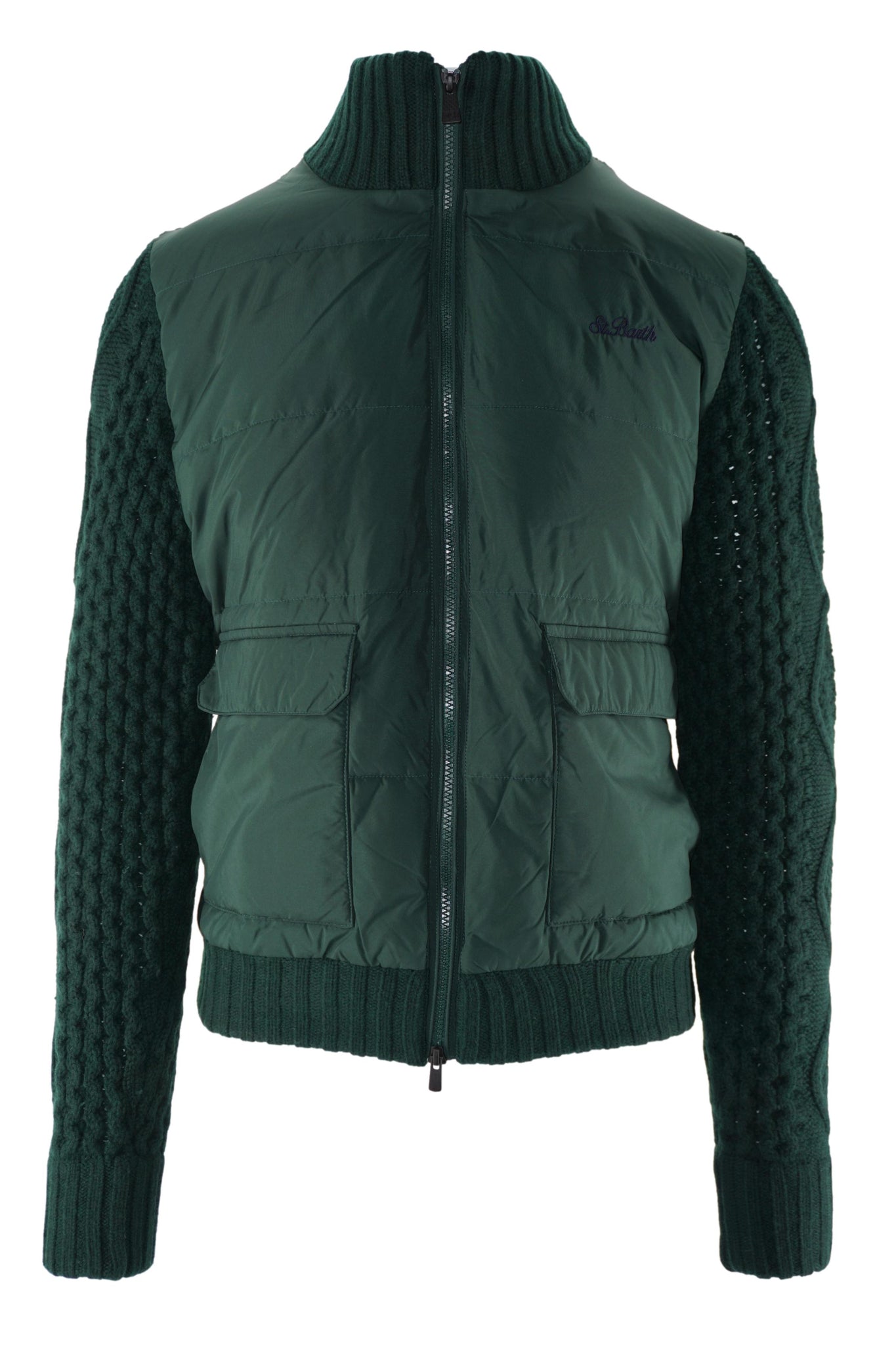 Maglia Trapuntata con Zip / Verde - Ideal Moda