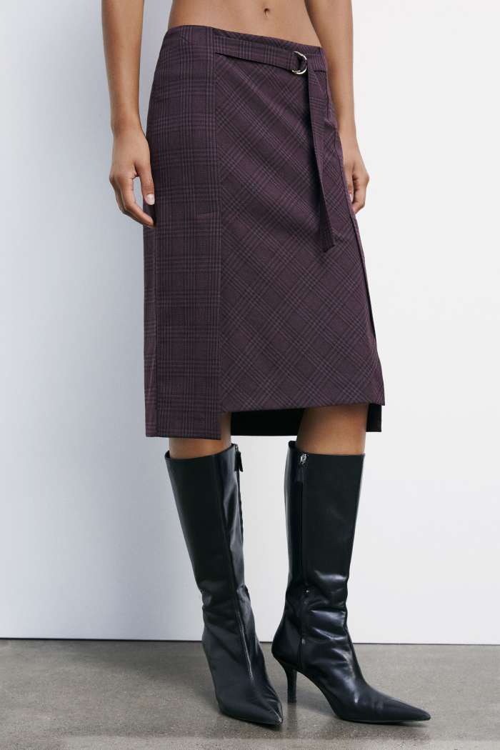 Gonna Midi con Fantasia / Bordeaux - Ideal Moda