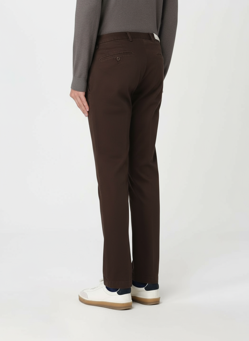 Pantalone in Cotone Slim Fit / Marrone - Ideal Moda