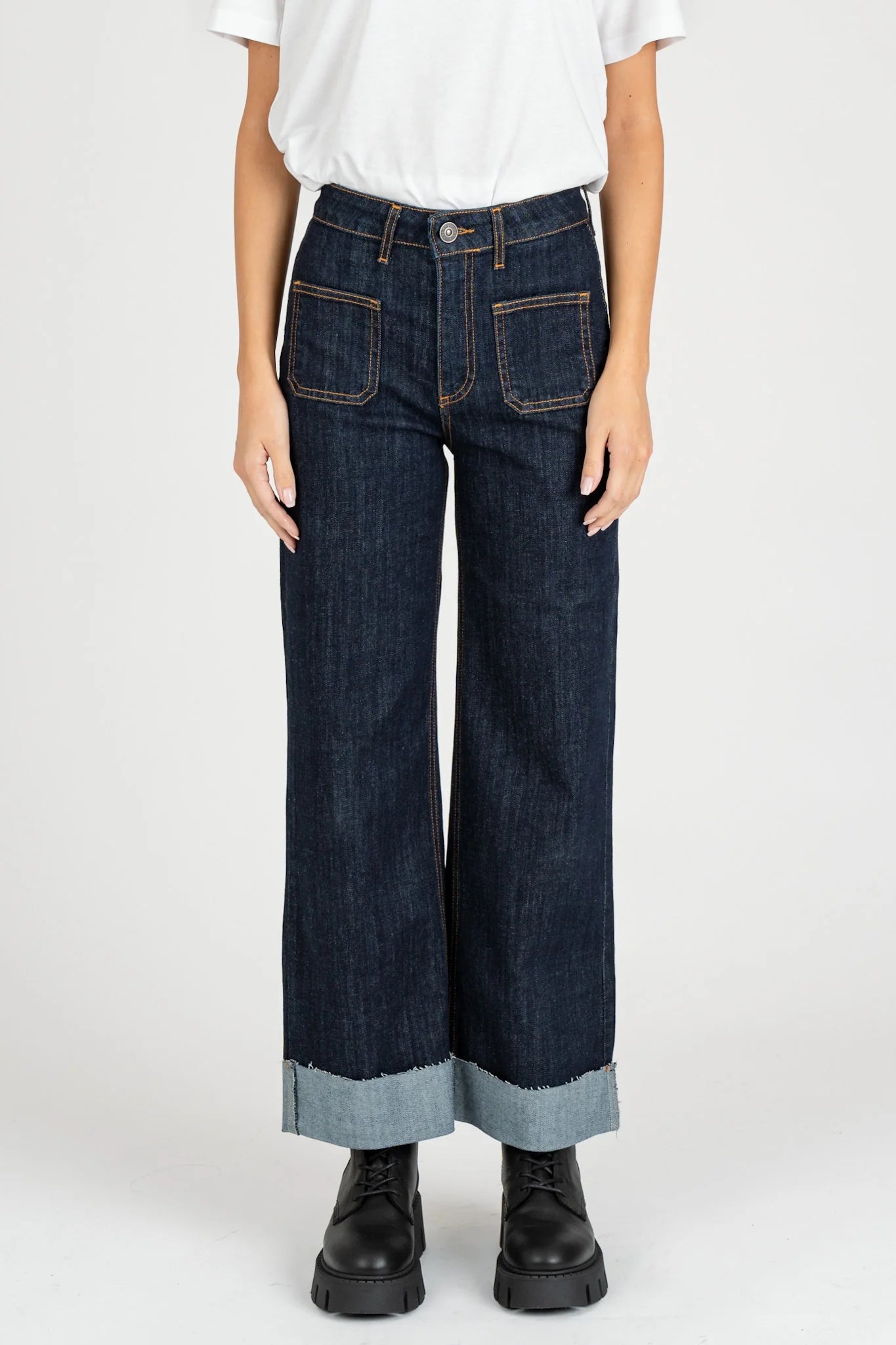 Jeans Palazzo con Risvolto / Jeans - Ideal Moda