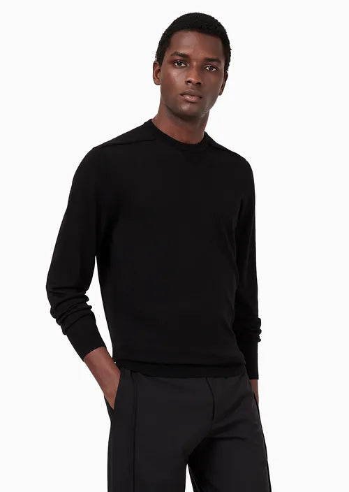 Maglione Girocollo in Misto Lana / Nero - Ideal Moda
