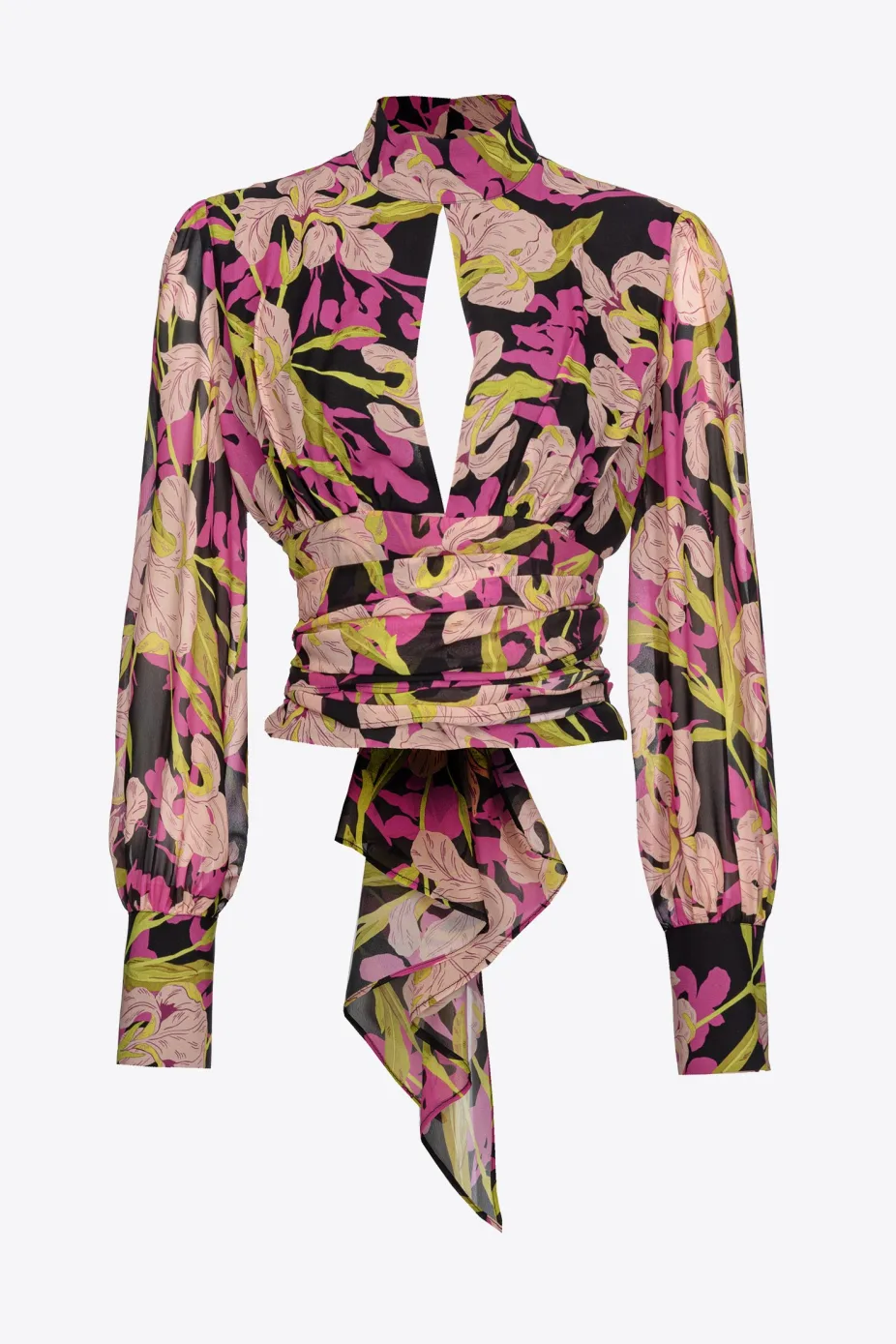 Blusa con Stampa Iris / Nero - Ideal Moda