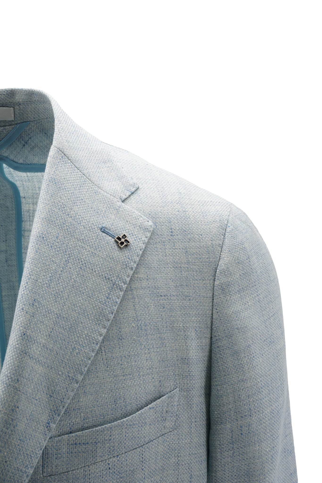 Giacca Slim Fit in Misto Lino / Celeste - Ideal Moda
