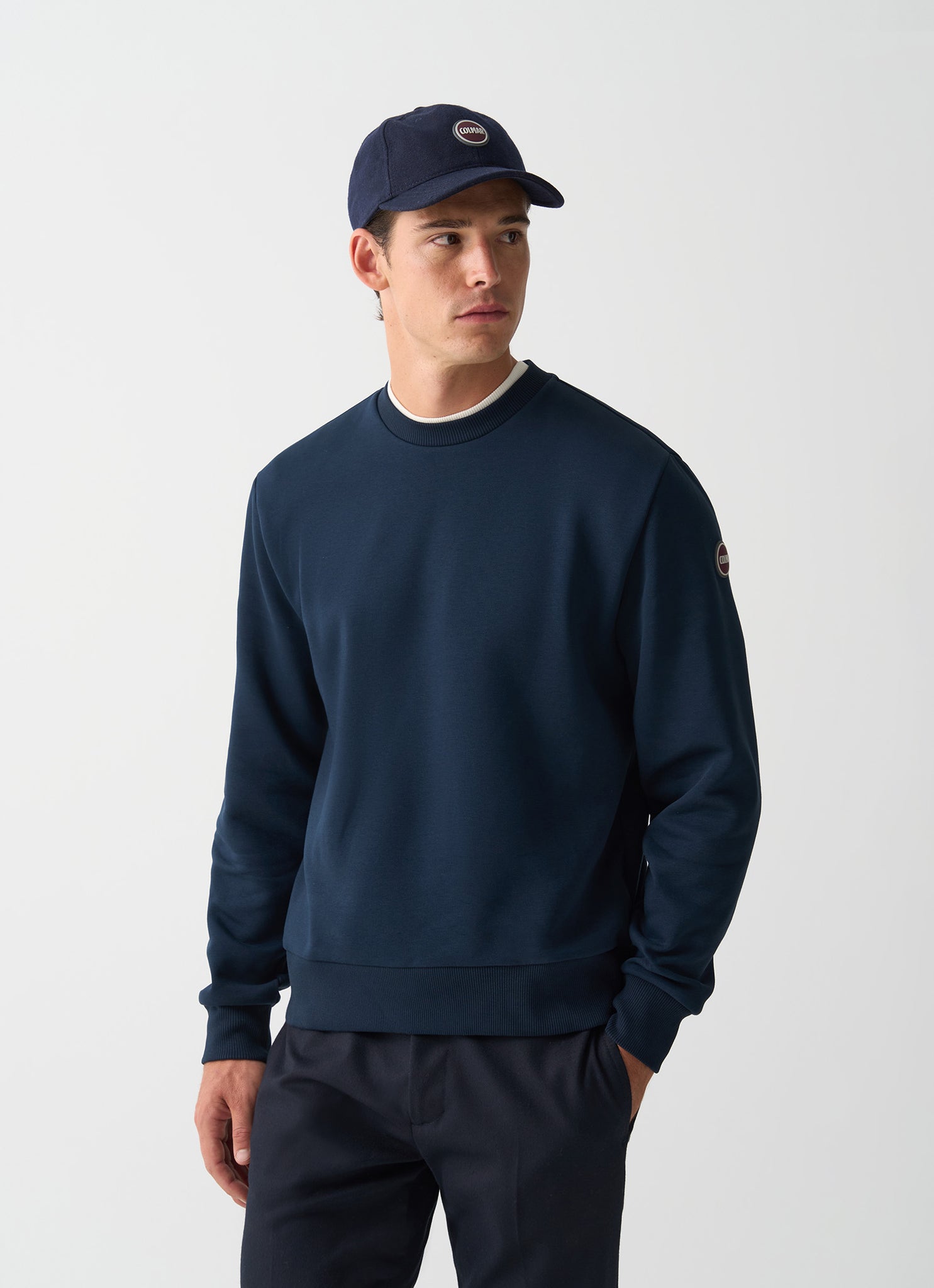 Felpa Girocollo con Logo / Blu