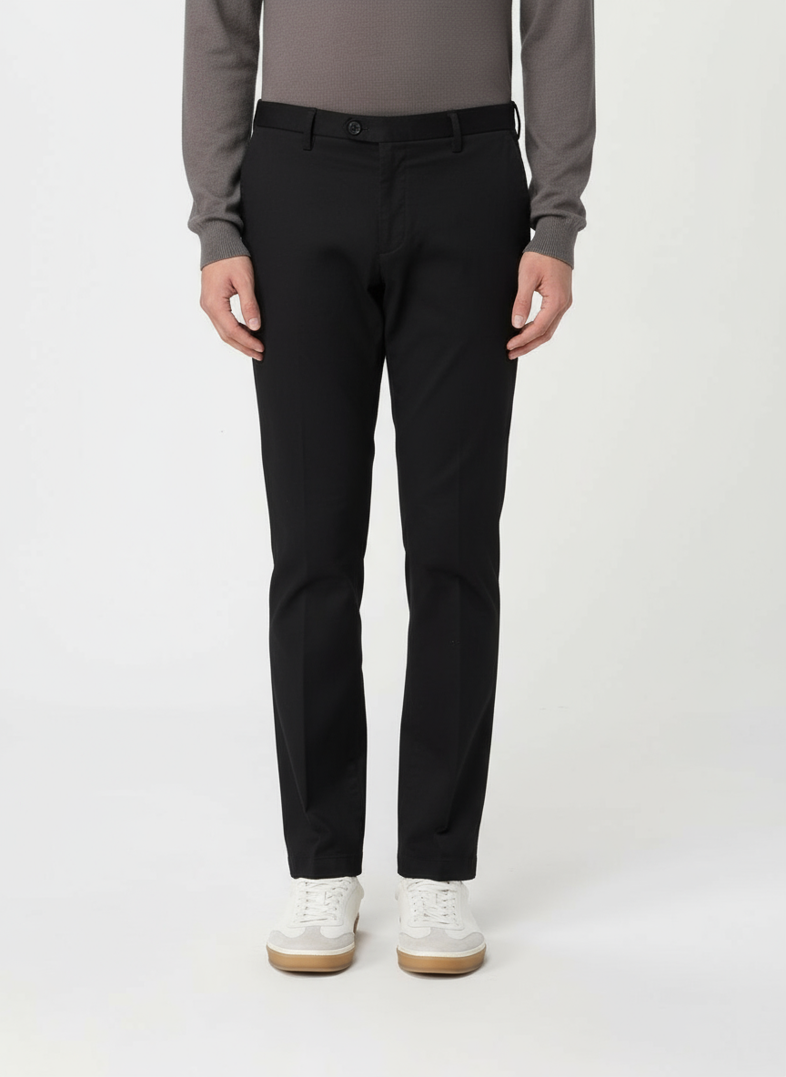 Pantalone in Cotone Slim Fit / Nero - Ideal Moda