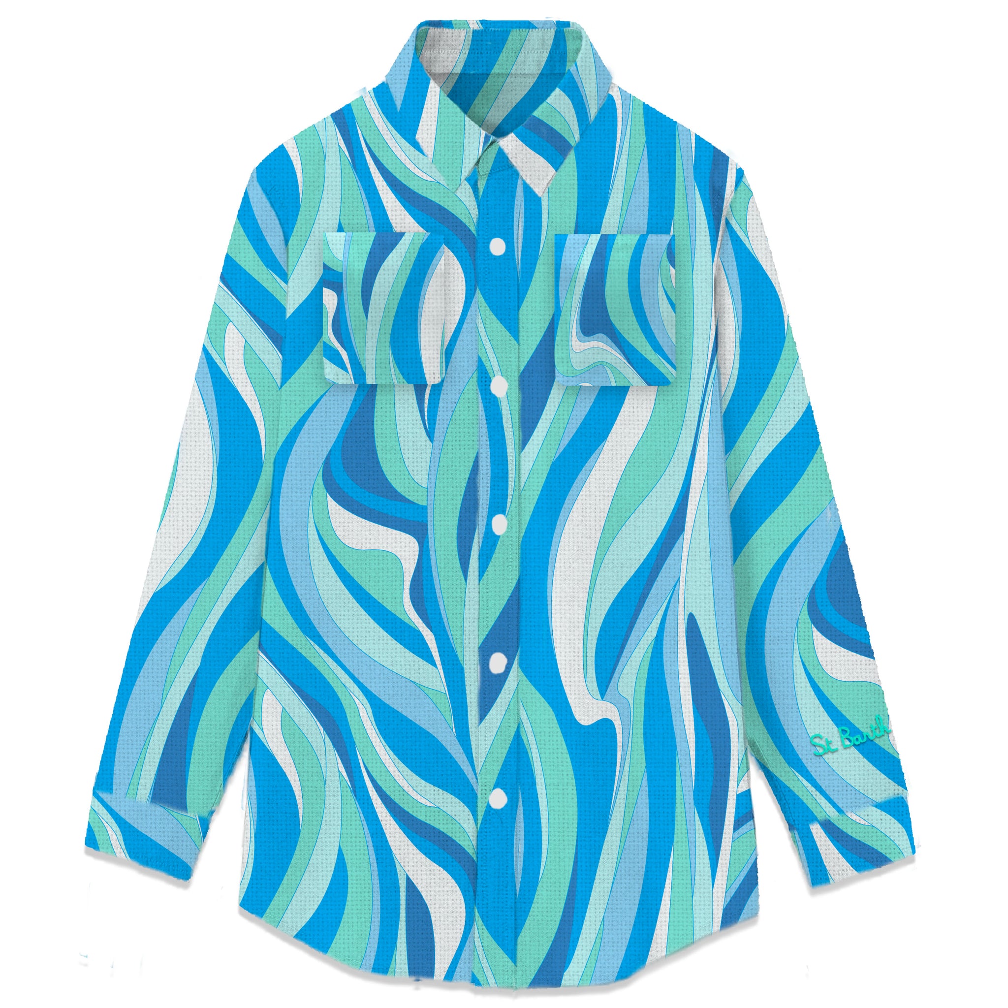 Camicia in Lino con Stampa / Azzurro - Ideal Moda