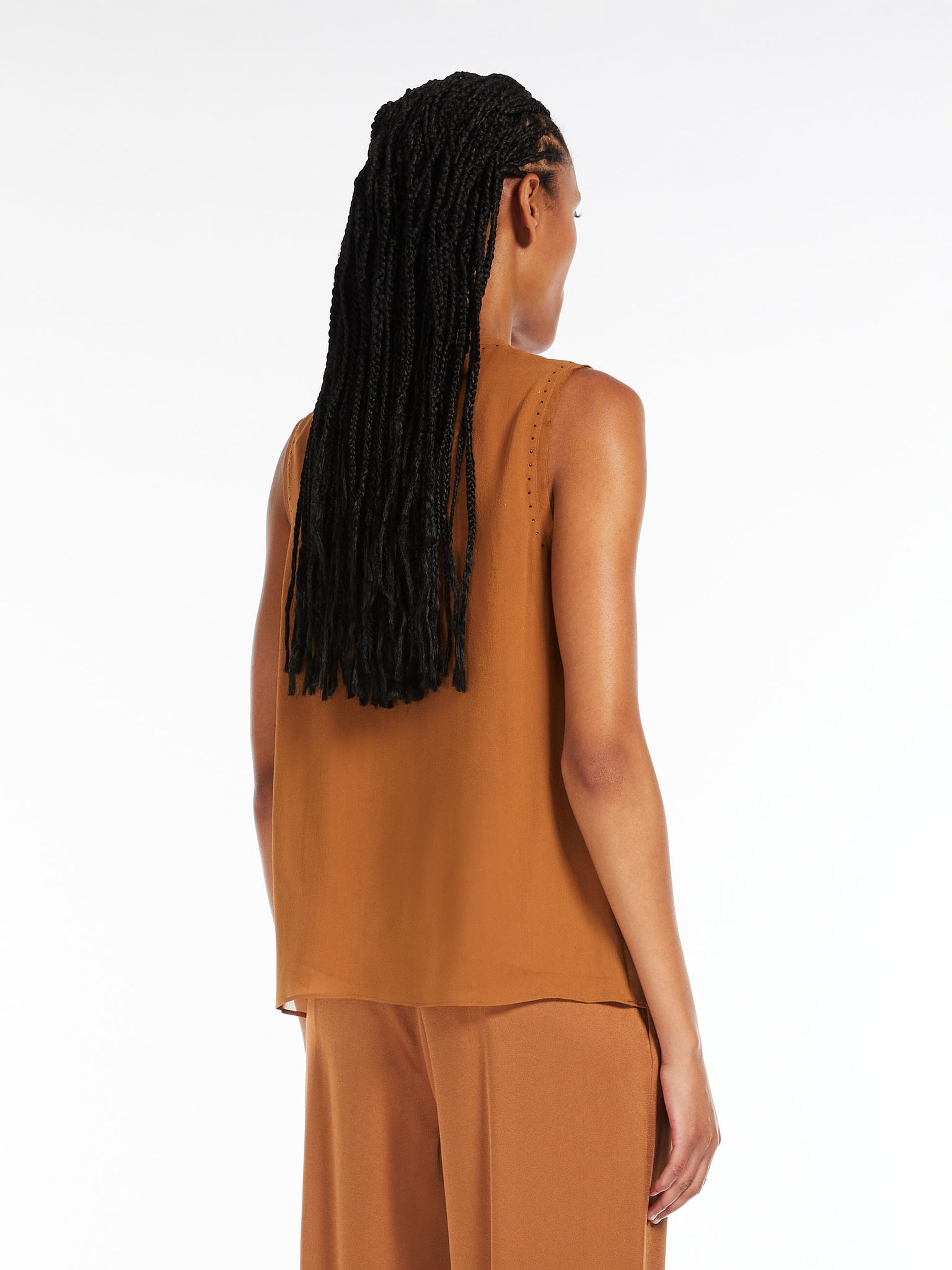 Blusa in Georgette di Seta / Marrone