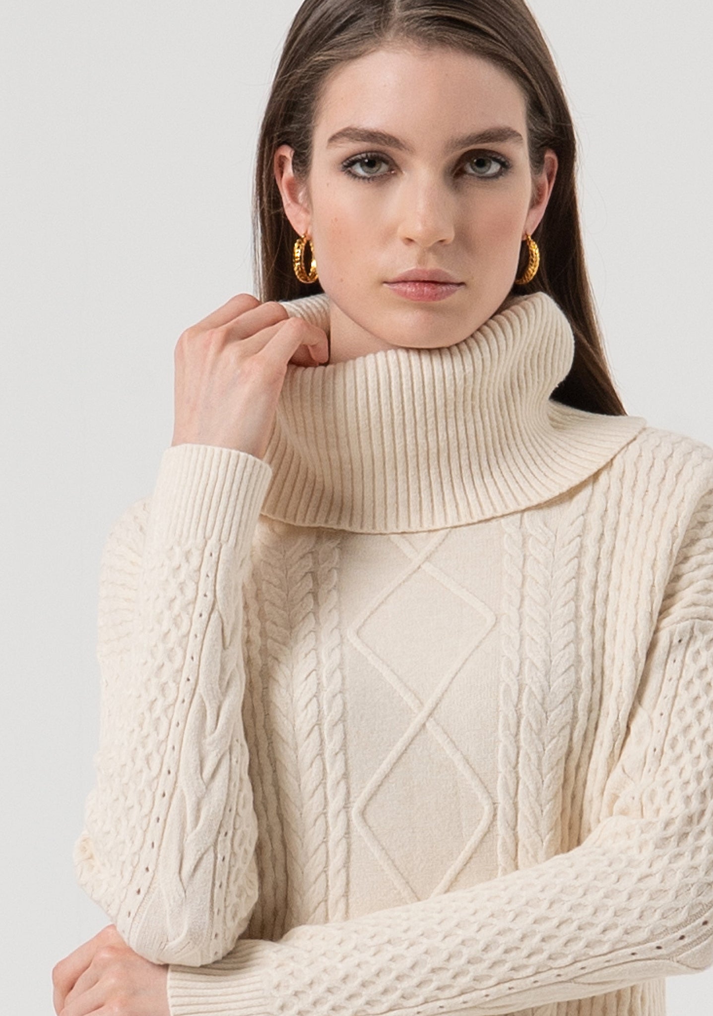 Maglia Loose Fit in Punto Treccia / Avorio