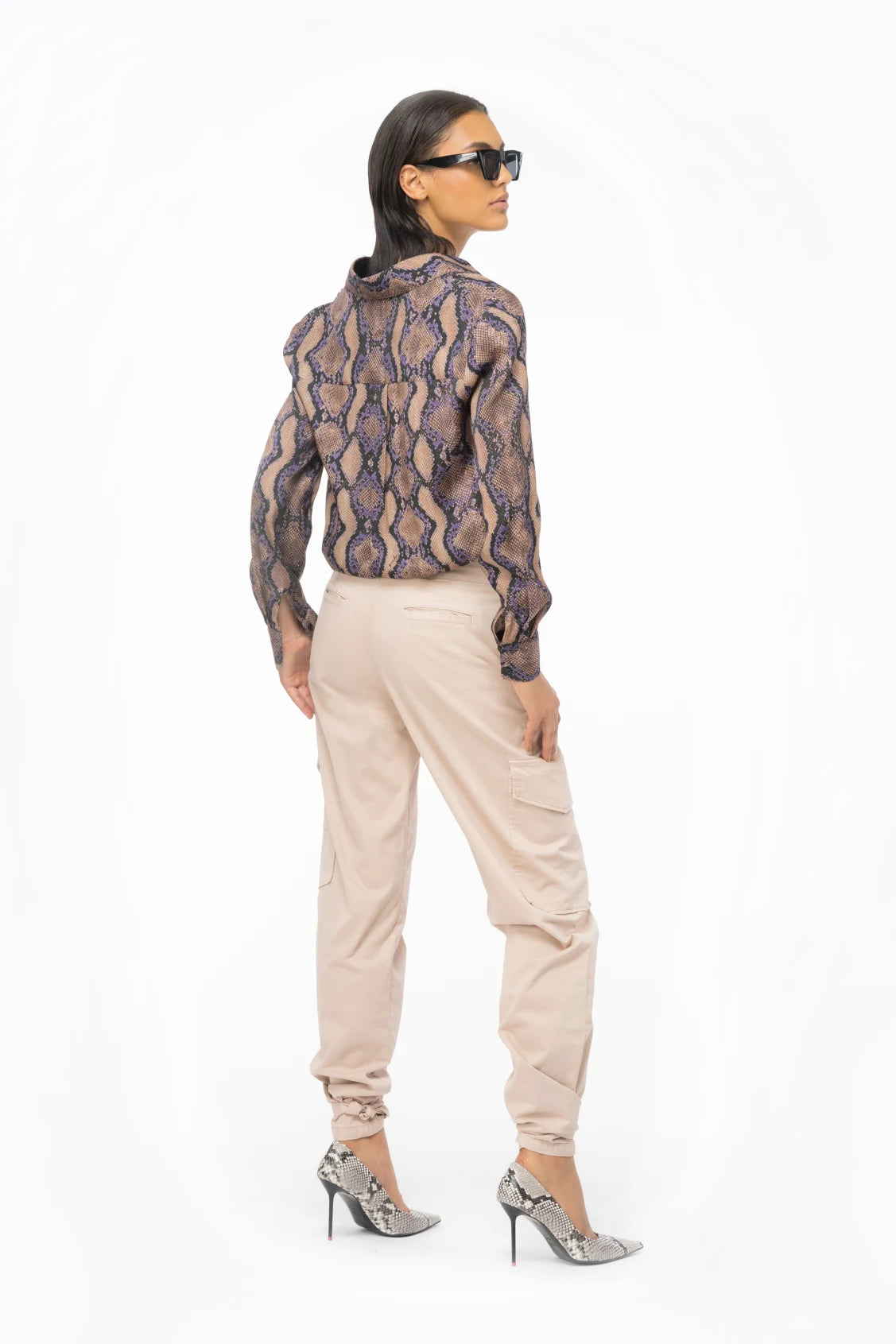 Pantalone Cargo in Raso Stretch / Rosa - Ideal Moda