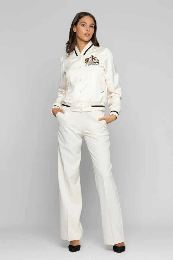Pantalone Elegante a Vita Alta / Bianco - Ideal Moda
