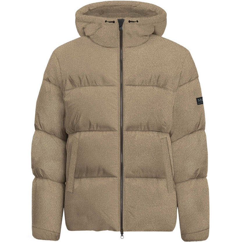 Piumino con Cappuccio e Logo / Beige