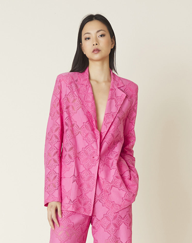 Giacca Over in Cotone Traforato / Fucsia - Ideal Moda