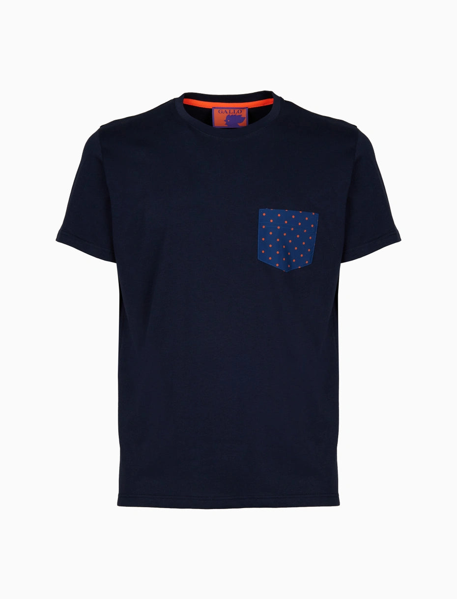 T-Shirt Girocollo con Taschino / Blu - Ideal Moda