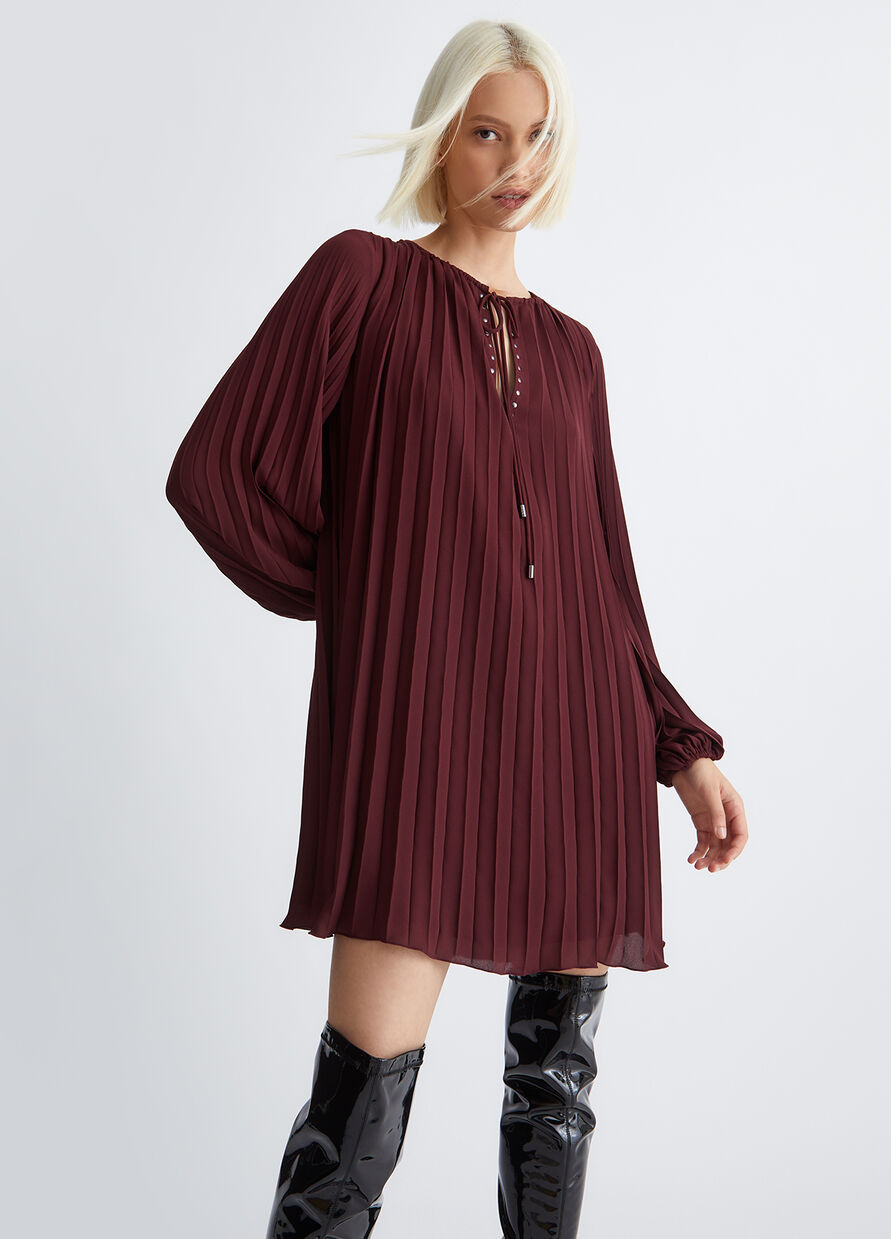 Vestito Corto Plissettato / Rosso - Ideal Moda