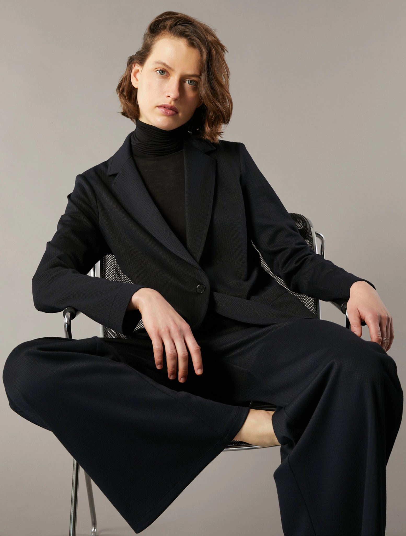 Blazer in Jersey Jacquard / Blu - Ideal Moda
