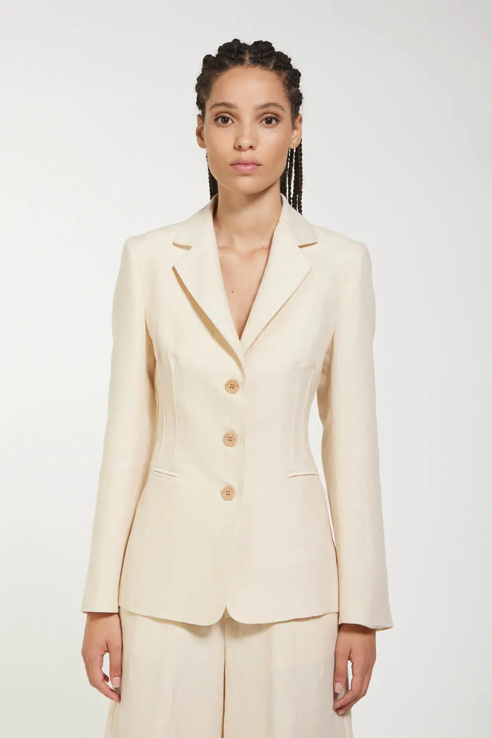 Giacca in Cotone Slim Fit / Beige - Ideal Moda