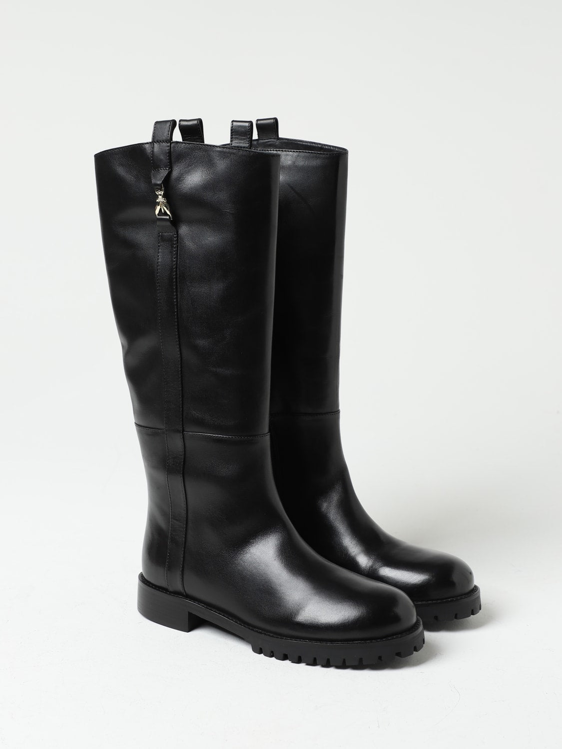 Stivali in Pelle con Logo / Nero - Ideal Moda