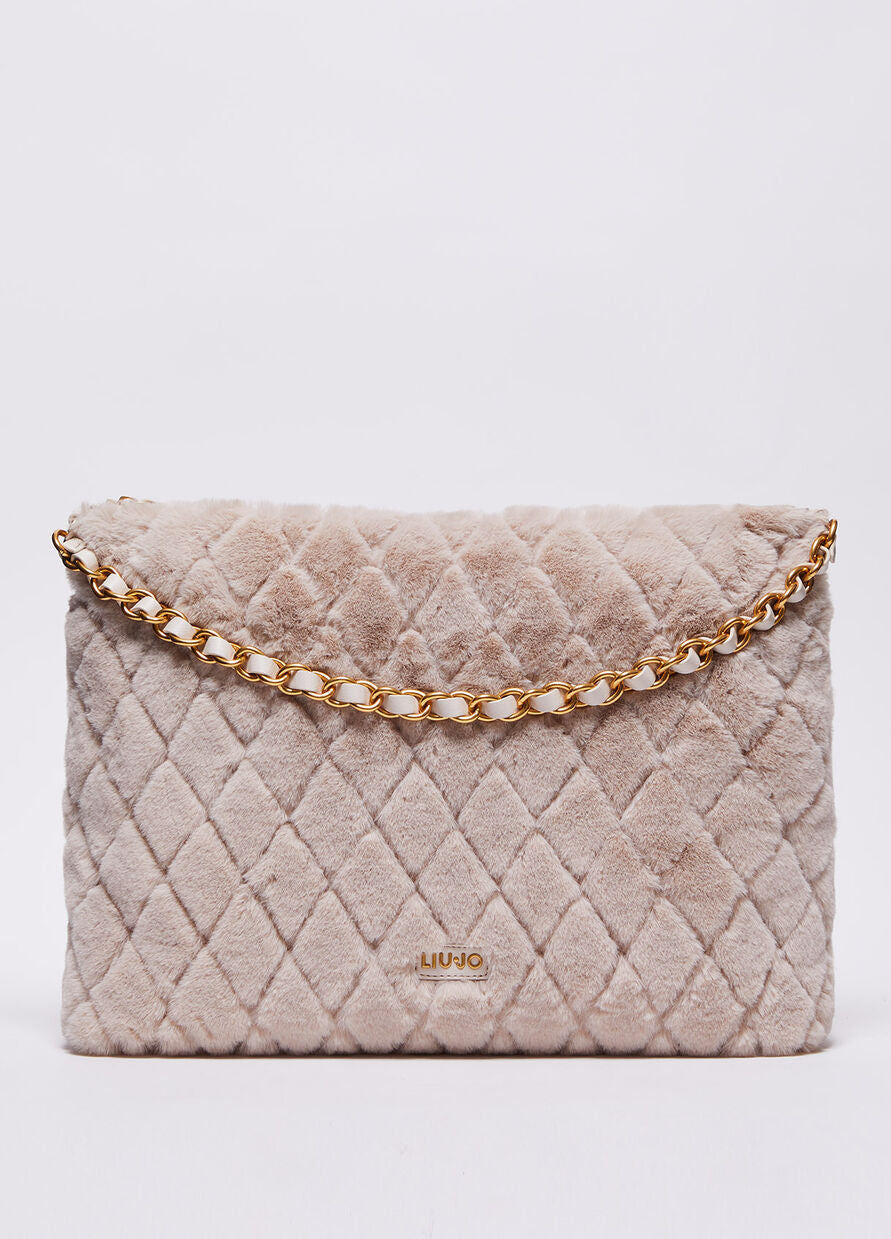 Tote Bag in Tessuto Sintetico / Beige - Ideal Moda