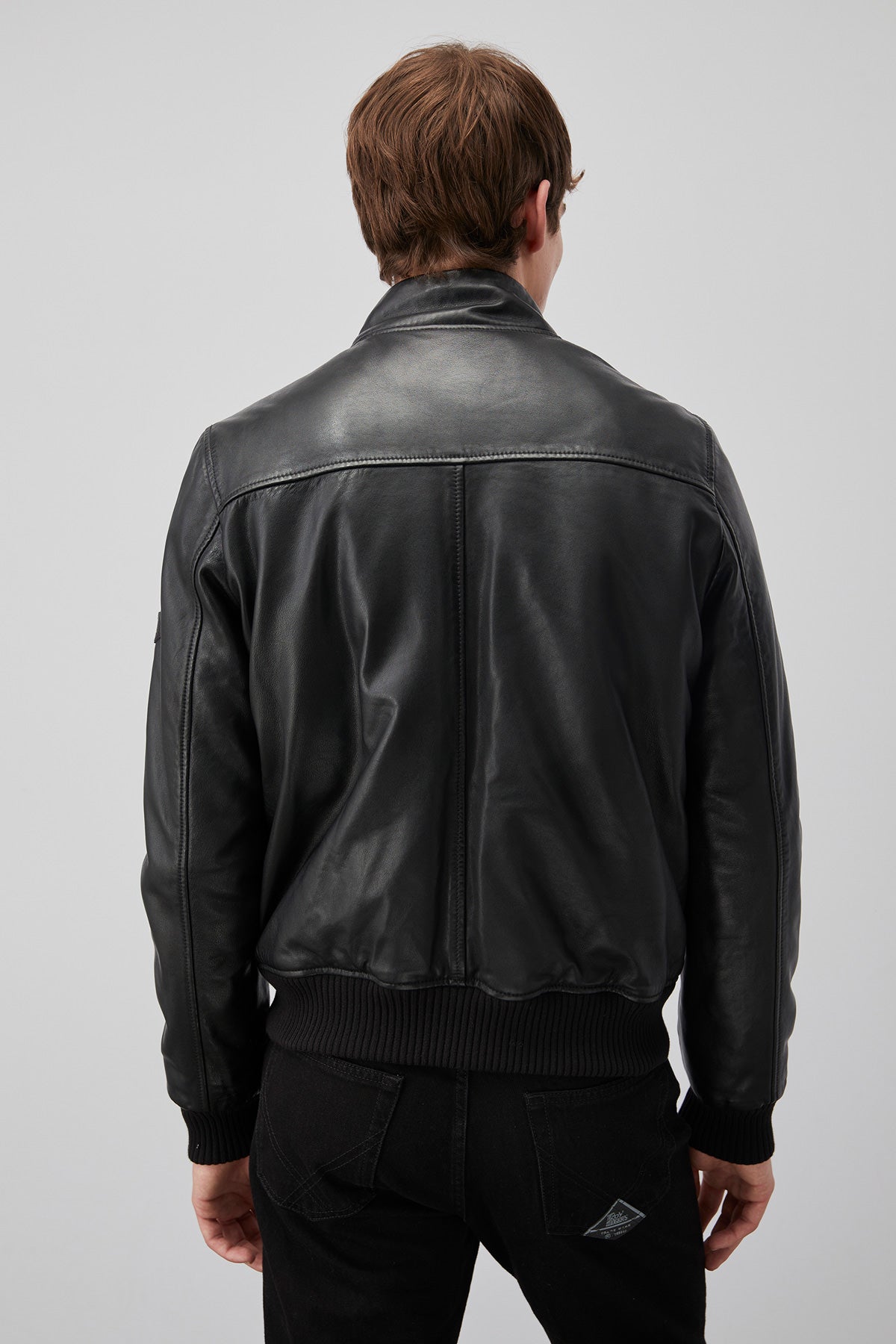 Giubbino in Pelle con Zip / Nero