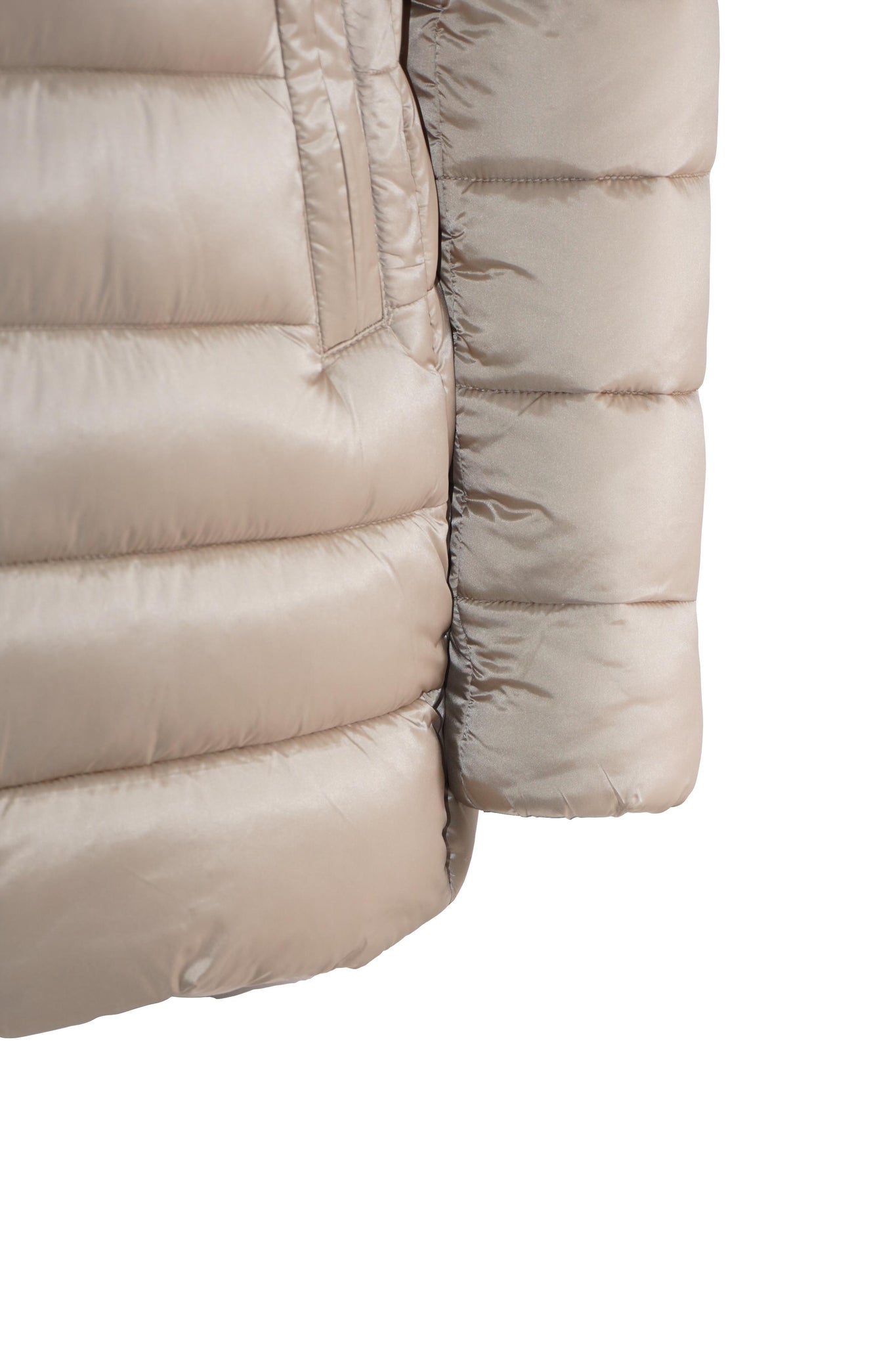 Piumino Lungo con Cappuccio / Beige - Ideal Moda