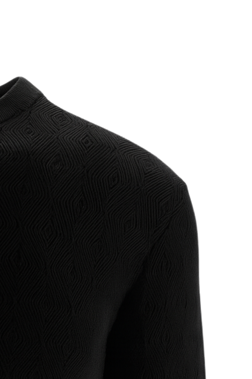 Maglia con Tramatura in Tencel e Merino / Nero